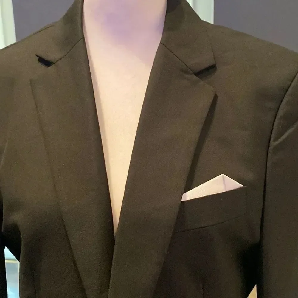 Men’s Black Suit Jacket Blazer One Button Notched Lapel Size 32 NWOT